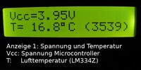 Anzeige 1: Temperatur und interne Spannung